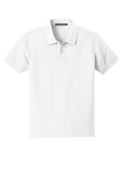 Youth White Pique Polo