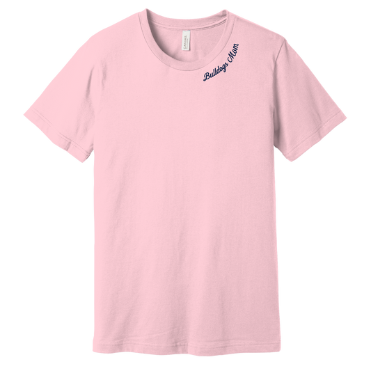 Bulldog Mom Emb T Pink
